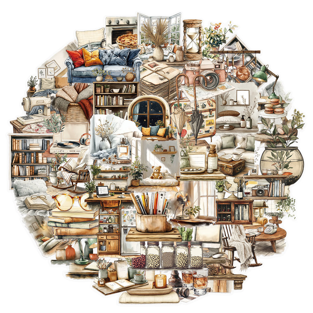 Vintage Things Collection - Juego de pegatinas de la serie