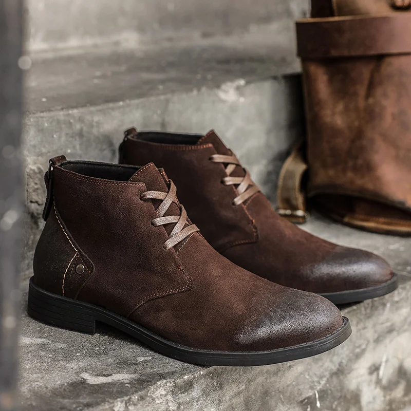 Vintage Zipper - Nuevos botines de ante vacuno hechos