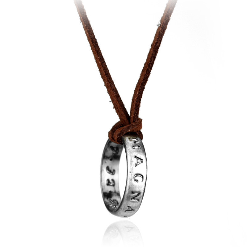 Vintage Necklace - Collar de cadena de cuero con