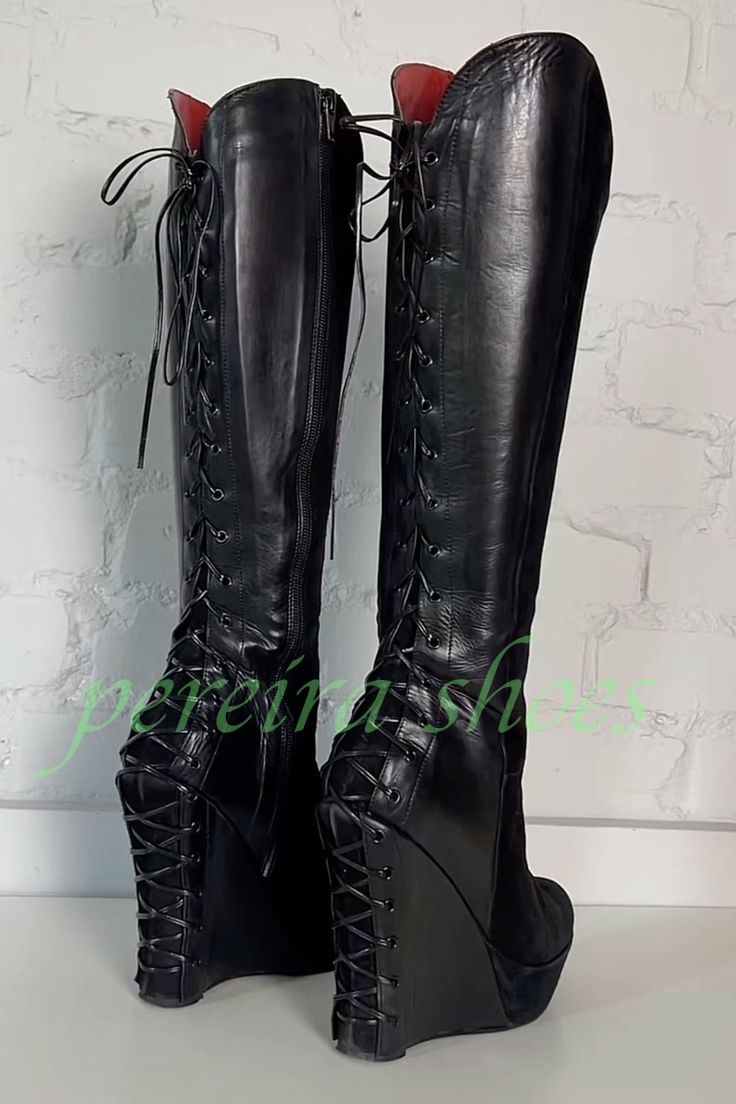 Vintage Zipper - Botas hasta la rodilla con tacón