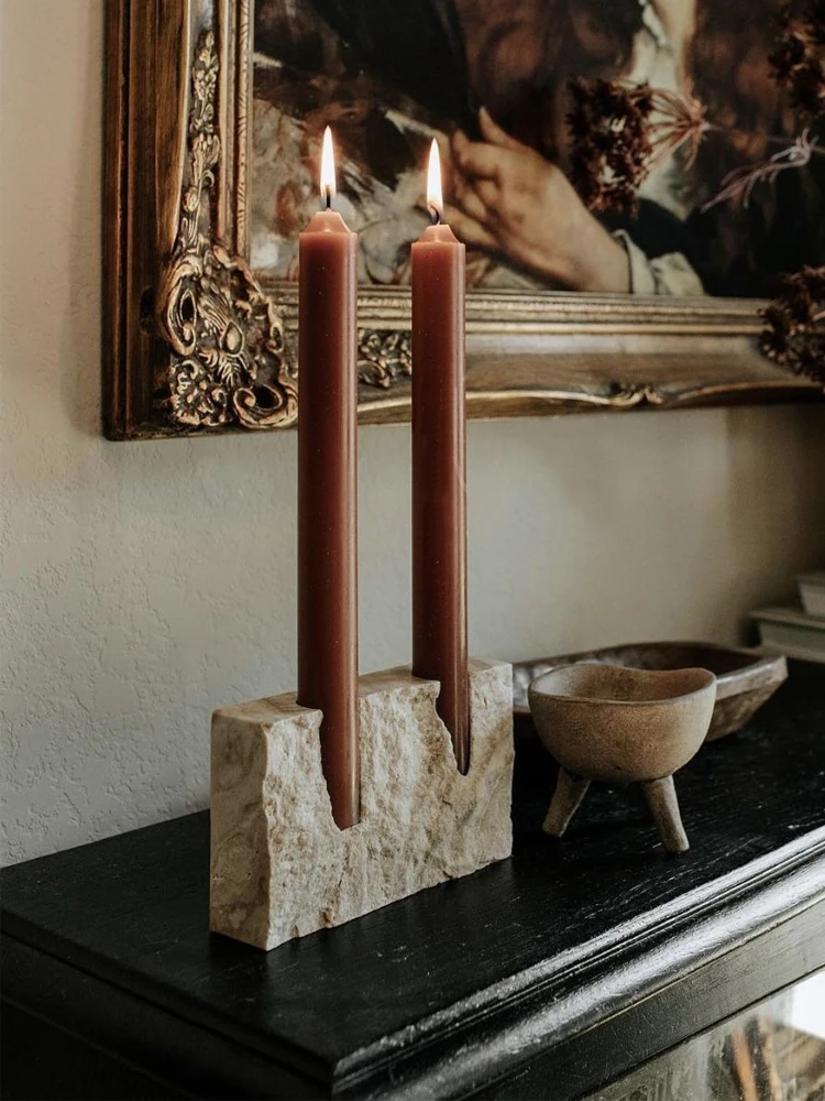 Vintage Collectible Marbles - Candelabro de Mármol de 2 Orificios