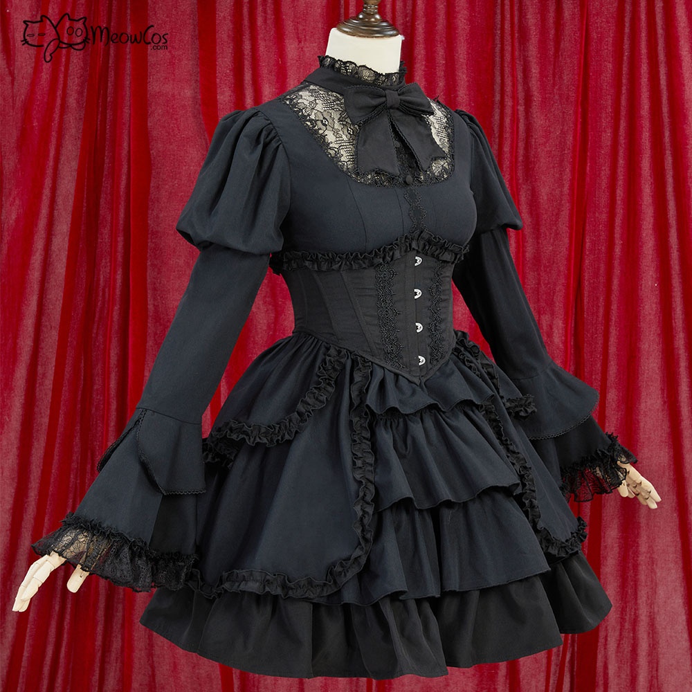 Vestido Gótico Victoriano Negr - Vintage Necklace reseña y precio
